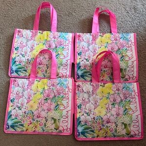 Lilly Pulitzer reusable shopper tote bags lot of 4, small size